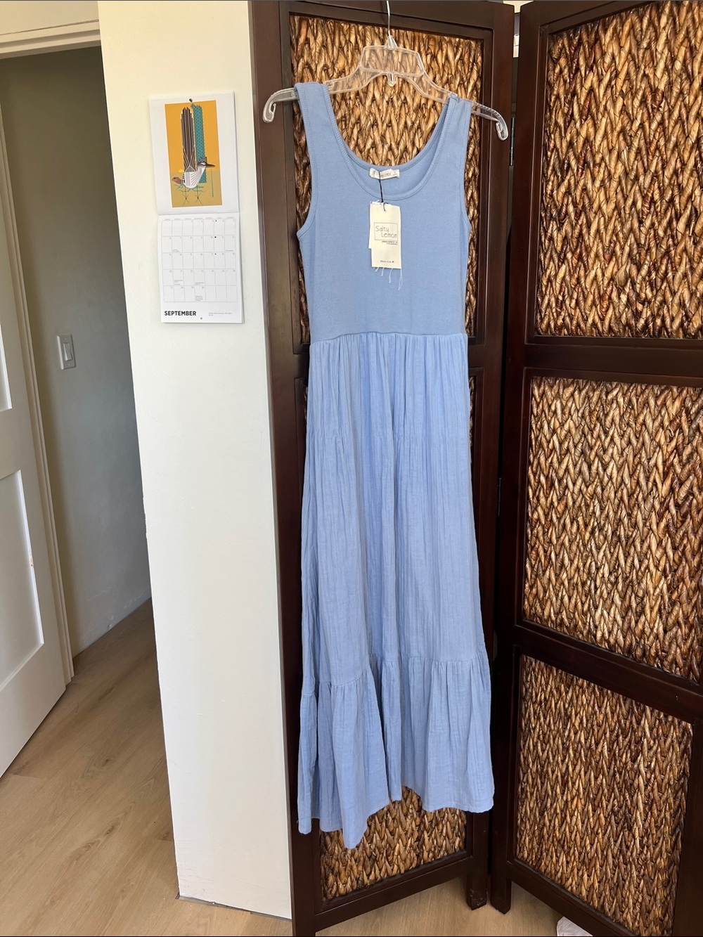 NWT salty lemon periwinkle Blue Sleeveless Maxi Dress sz M